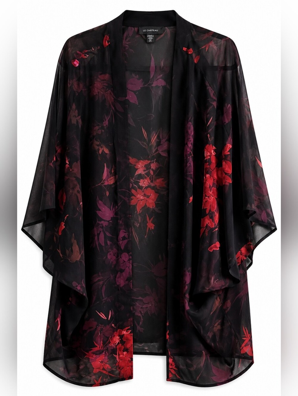 Le Château Black Kimono with Red Accents L